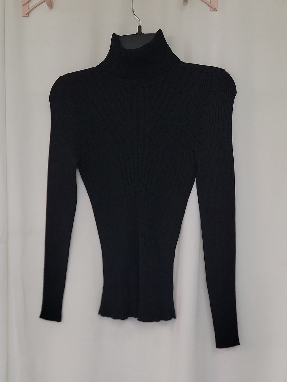 White House Black Market Black Ribbed Turtleneck Long Sleeve Top